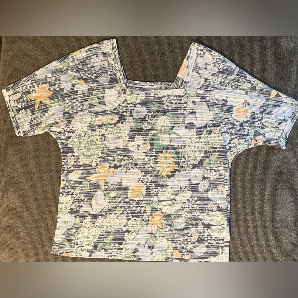 ANTHROPOLIGIE Floral Square-neckline Top